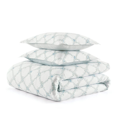 Martha Stewart Romantic Trellis Reversible Cotton Blue Comforter Set