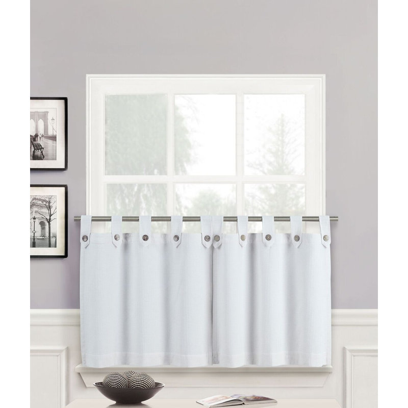 Runyon Cotton Blend Tailored Kitchen Curtain, White