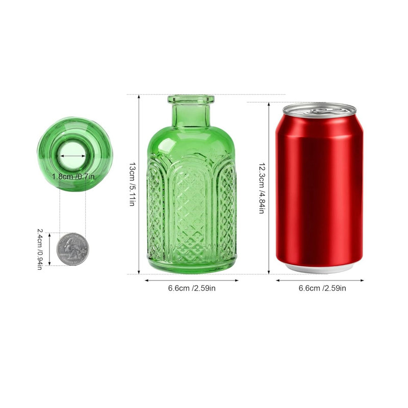 Ensemble de vases en verre vert 15 pièces