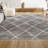 Cantera Shag Plush Tassel Moroccan Geometric Trellis Gray/Cream Rug-1039487250
