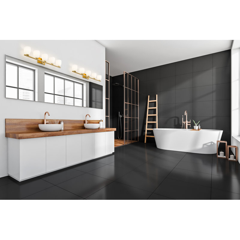 Mateo Modern Vanity, Gold, 5 Lights, 6.5" H x 40" W x 6.5" D
