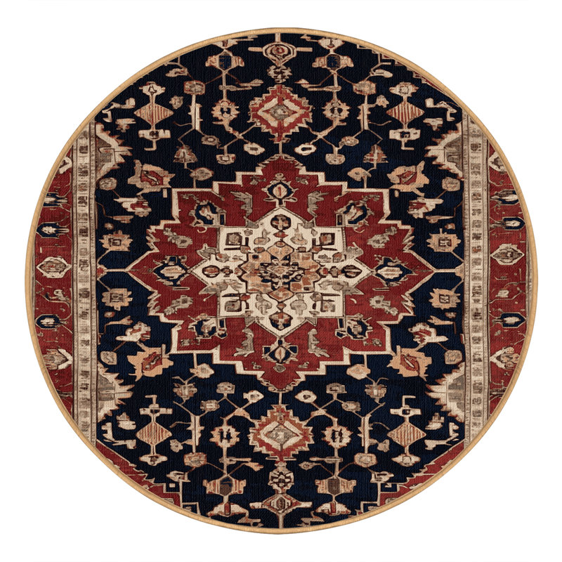 Machine Washable Persian Brown Area Rug, Round 4'