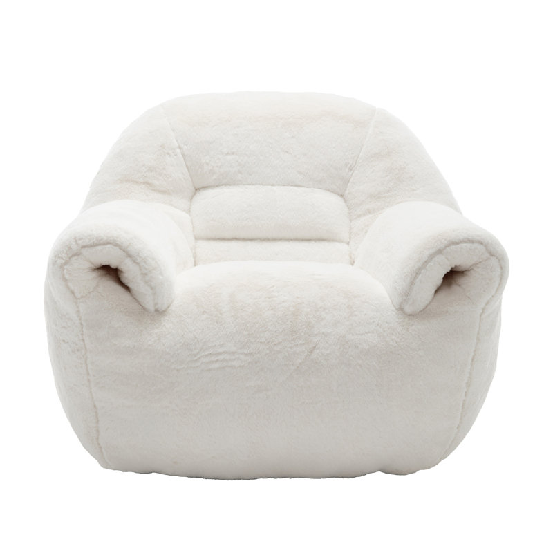 Bean Bag Chair, White Faux Fur