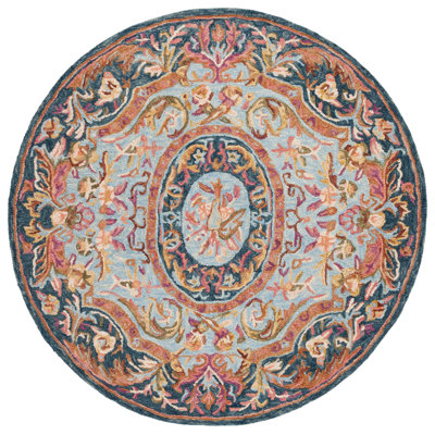Savonnerie Hand Tufted Wool/Cotton Oriental Rug in Yellow/Orange/Blue