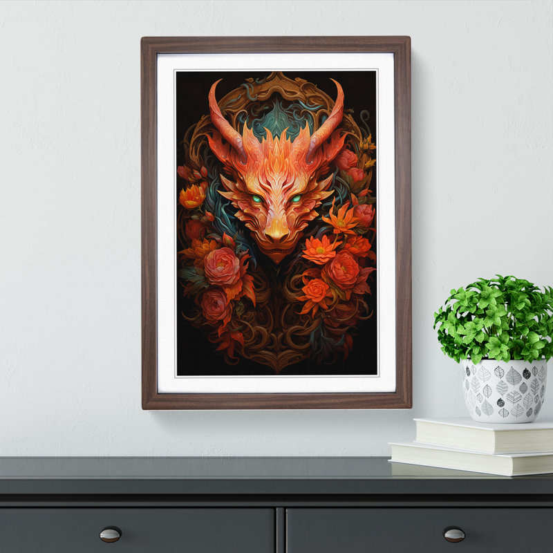 Dragon Baroque - Framed Print, Walnut, 34cm H x 25cm W x 2cm D
