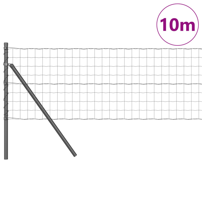 Galvanised Steel Border Fencing, Grey, 60 x 1000 x 0.2 cm