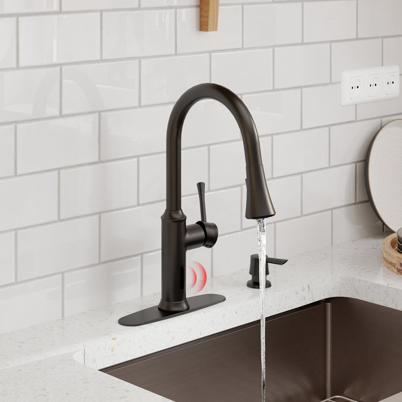 Matte Black Stainless Steel Touchless Pull-Down Sprayer Kitchen Faucet
