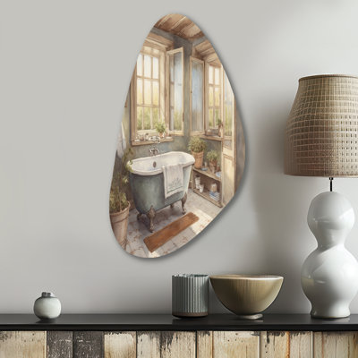 Old Farmhouse Bathaign V - Décoration murale asymétrique florale en métal pour salle de bain, reproduction de sculpture murale en métal de forme unique