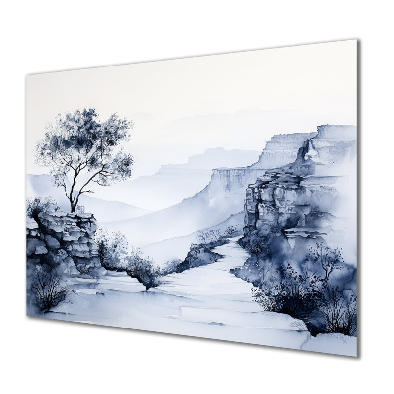 «Aqua Minimalist Canyon Landscape II», impression sur toile, paysages, H 12 po x l 20 po x P 0,84 po