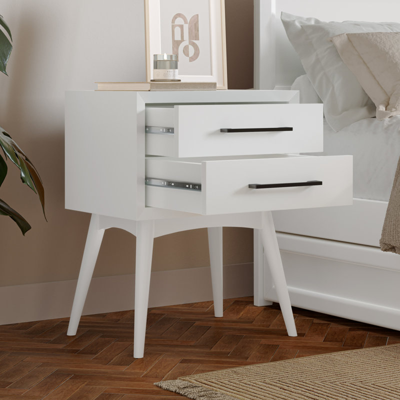 Table de chevet 2 tiroirs Pasadena, Blanc