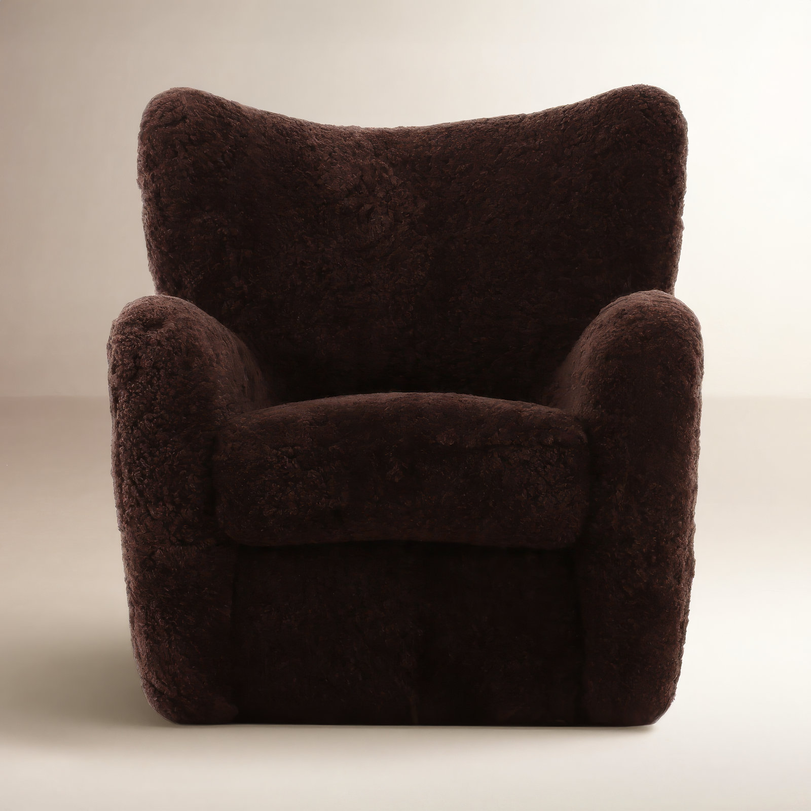 Bristow Wingback Chair, Cocoa Shearling