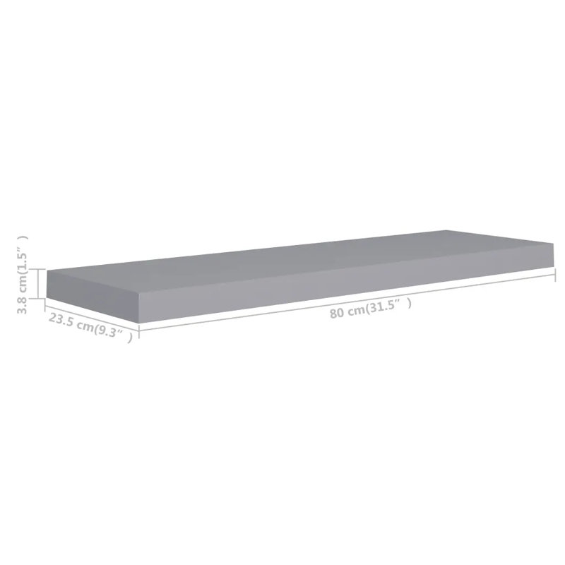 Arson 2 Piece Floating Shelf, Oak, 3.8cm H x 23.5cm W x 80cm D