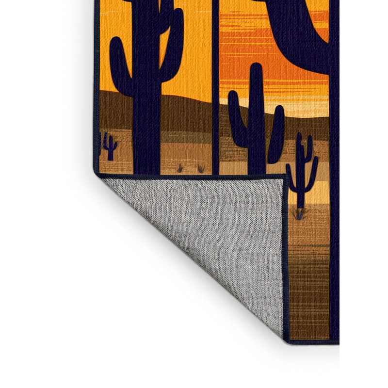  Tapis lavable Sunset Over Saguaro Southwestern, Carré 6 pi