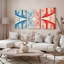 Ensemble de 3 tableaux sur toile à motifs géométriques abstraits bleus et rouges-1419545119