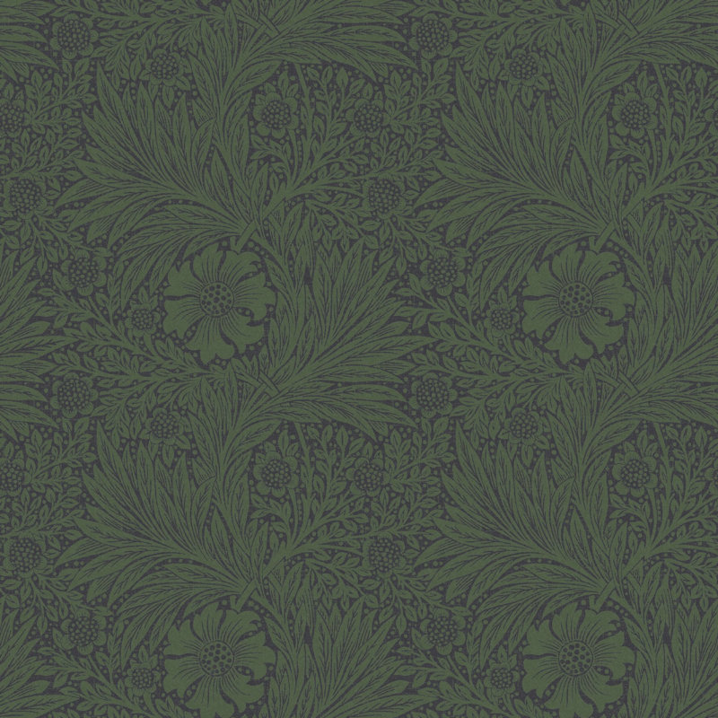 William Morris At Home Marigold Fibrous Wallpaper, Dark Green