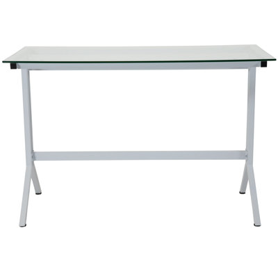 Glass Top Metal Base Writing Desk