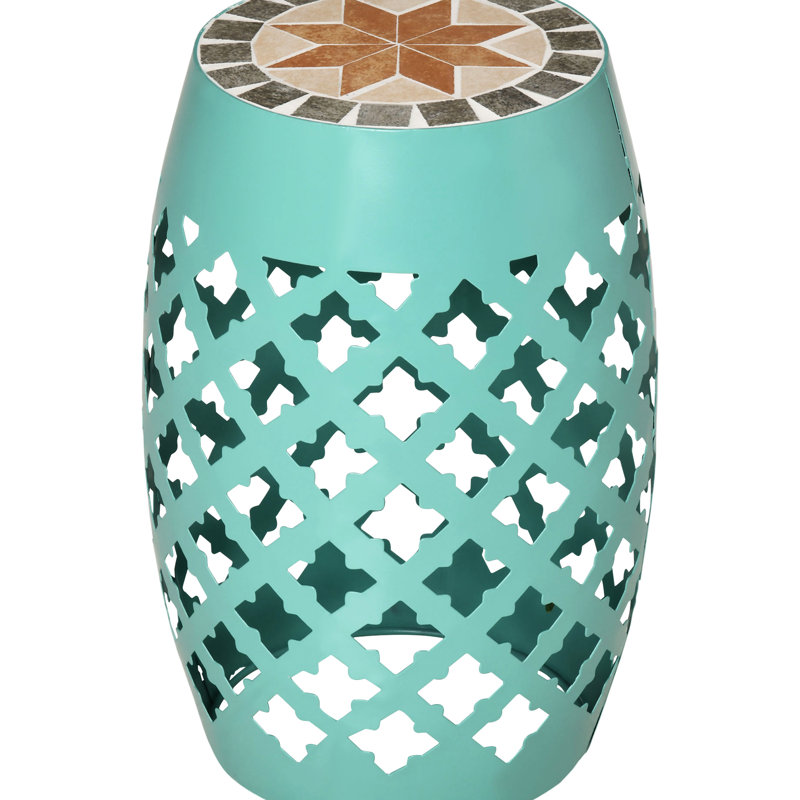 Table d'appoint de patio de 30 cm, mosaïque bleue décorative pour jardin, support pour plantes d'extérieur - Table d'appoint stable et décorative bleue, repose-pieds, support attrayant