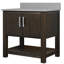 Meuble-lavabo simple 36 po avec comptoir en quartz gris, quincaillerie en nickel brossé et miroir-1469262027