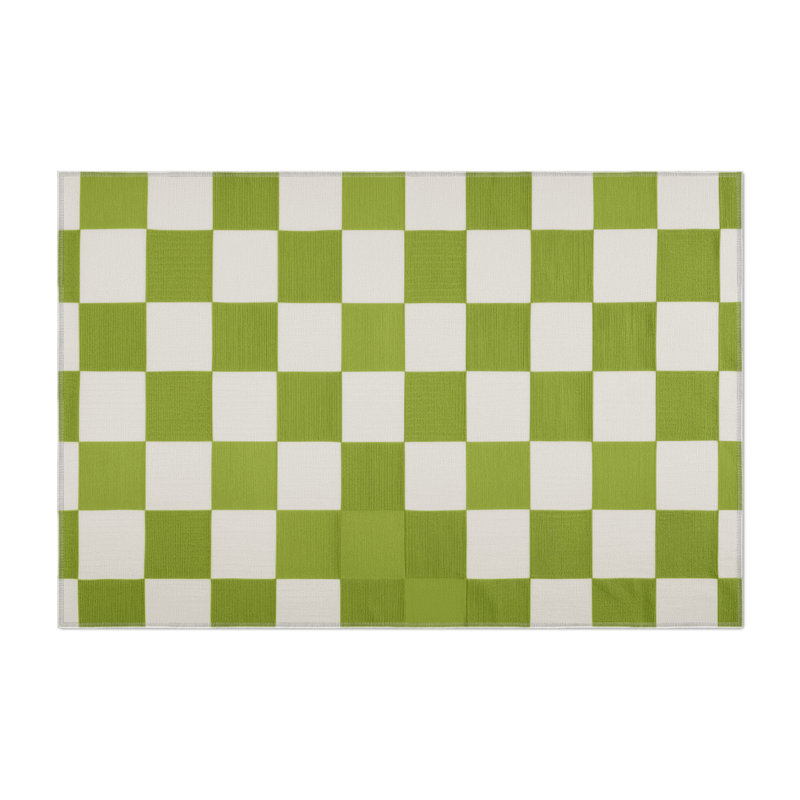 Tapis d'intérieur et d'extérieur à carreaux beige, Rectangulaire 2 pi x 3 pi