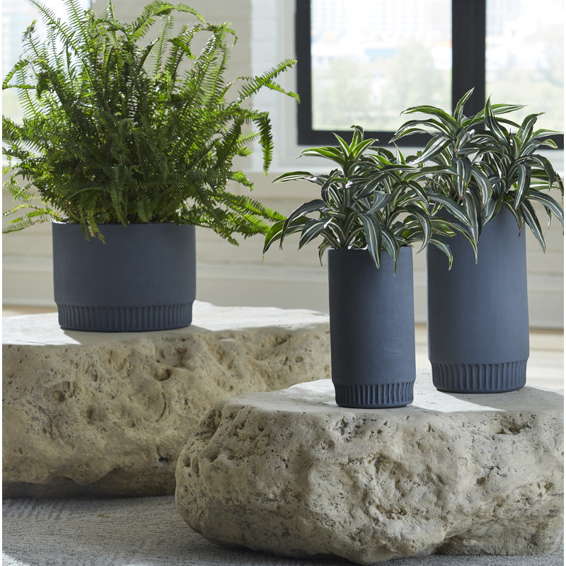 Harvest Medium Resin Pot Planter, Dark Gray, 13" H x 7" W x 7" D