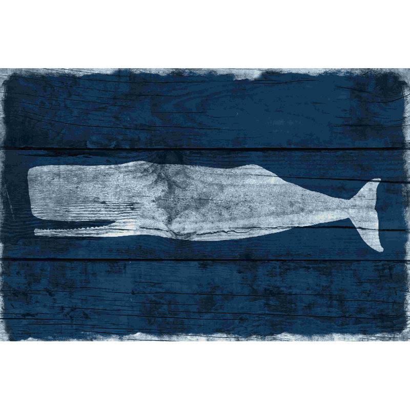 Baleine délavée marine - peinture sur toile tendue, H 24 po x l 36 po