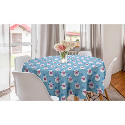 Ambesonne Winter Round Tablecloth, Christmas Snowman With Scarf And Tuque New Year Cartoon Illustration, Circle Table Cloth Cover For Dining Room Kitc -  East Urban Home, 01E4F85E76F64FA1B18F8C34306194B1