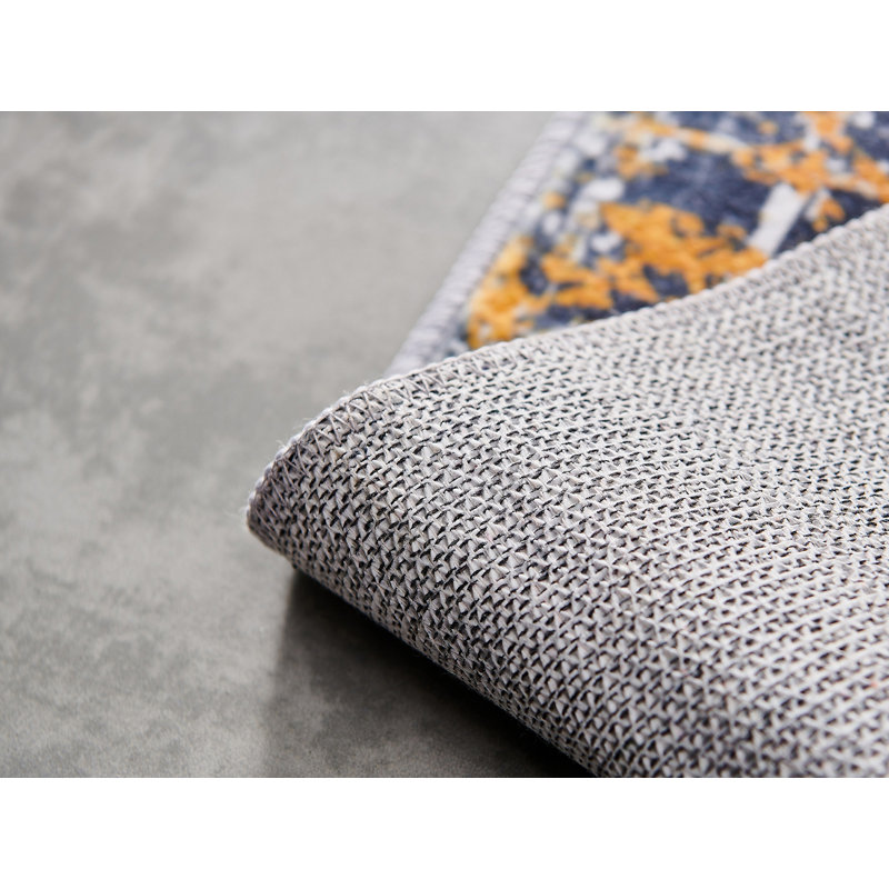 Tapis gris très doux lavable à la machine Collection Abstract Design, Rectangle 7 pi 6 po x 10 pi 6 po