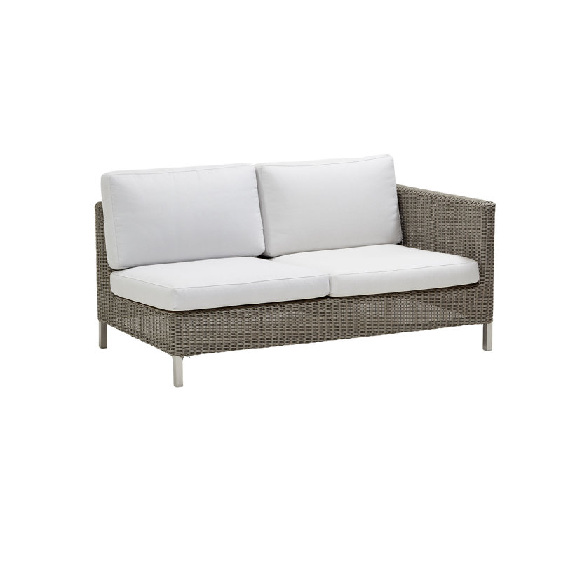 Connect 58.3" Wide Outdoor Wicker Loveseat with Cushions, Right Hand Facing, Taupe