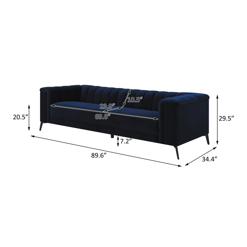 Canapé Chesterfield à accoudoirs roulés 89,6 po Courtez