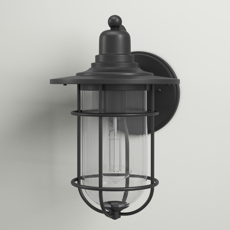 Applique murale d'extérieur 1 lumière Ulmston, Noir thermolaqué, H 15,75 po x l 10 po x P 7 po