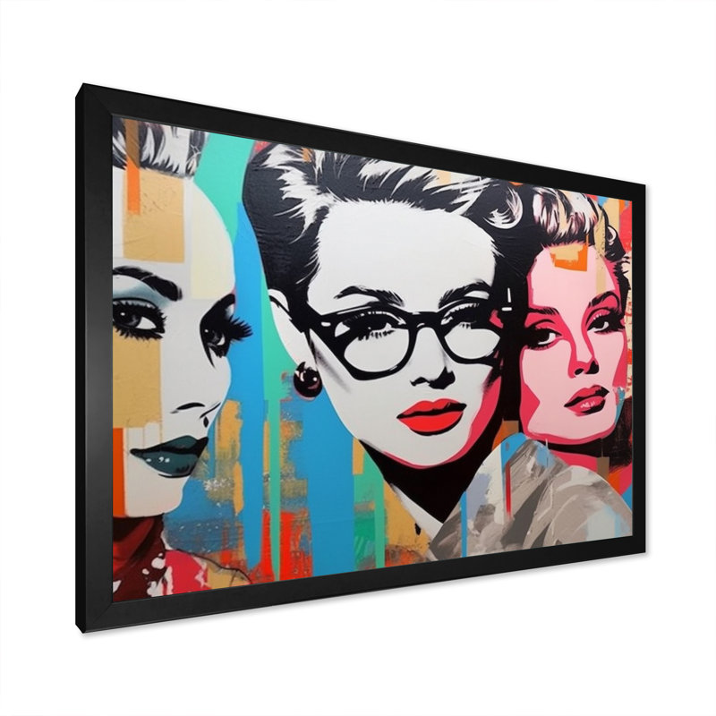 Portrait de femme rétro des années 1950 II, H 34 po x l 44 po x P 1,5 po, Cadre photo noir