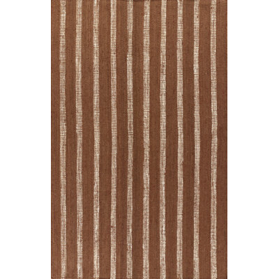 Aadison Rust Hand-Woven Striped Jute Rug