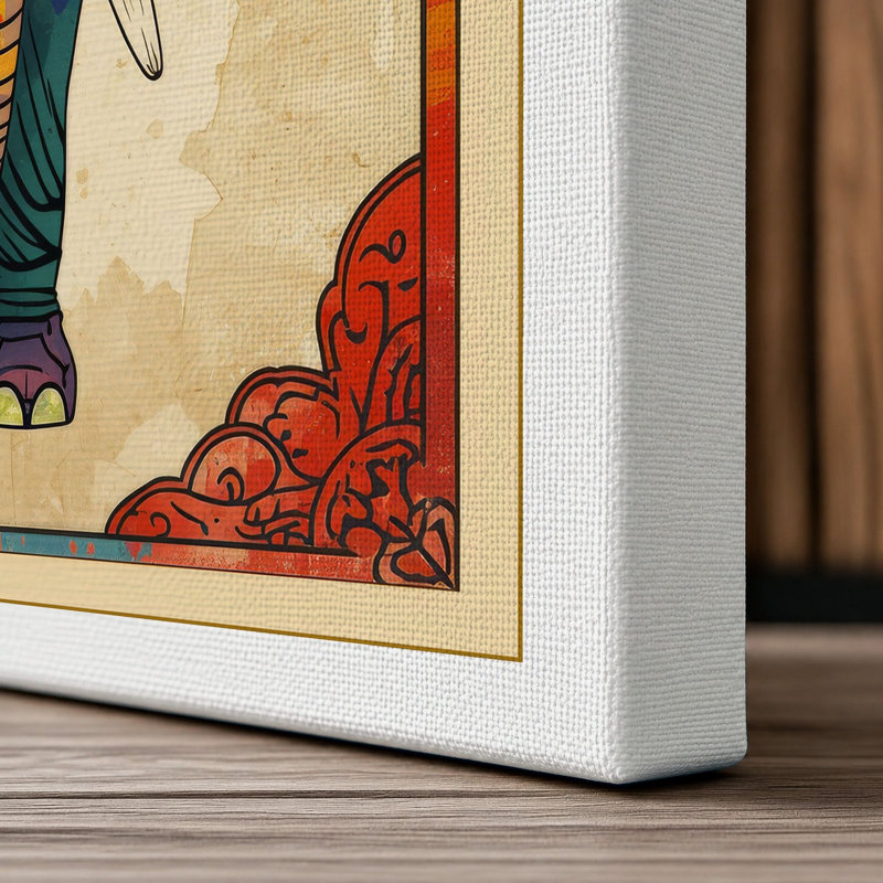 Ornamental Elephant Facing Eclectic - Wrapped Canvas, 18x12 - 45.7 x 30.5 cm, White Border