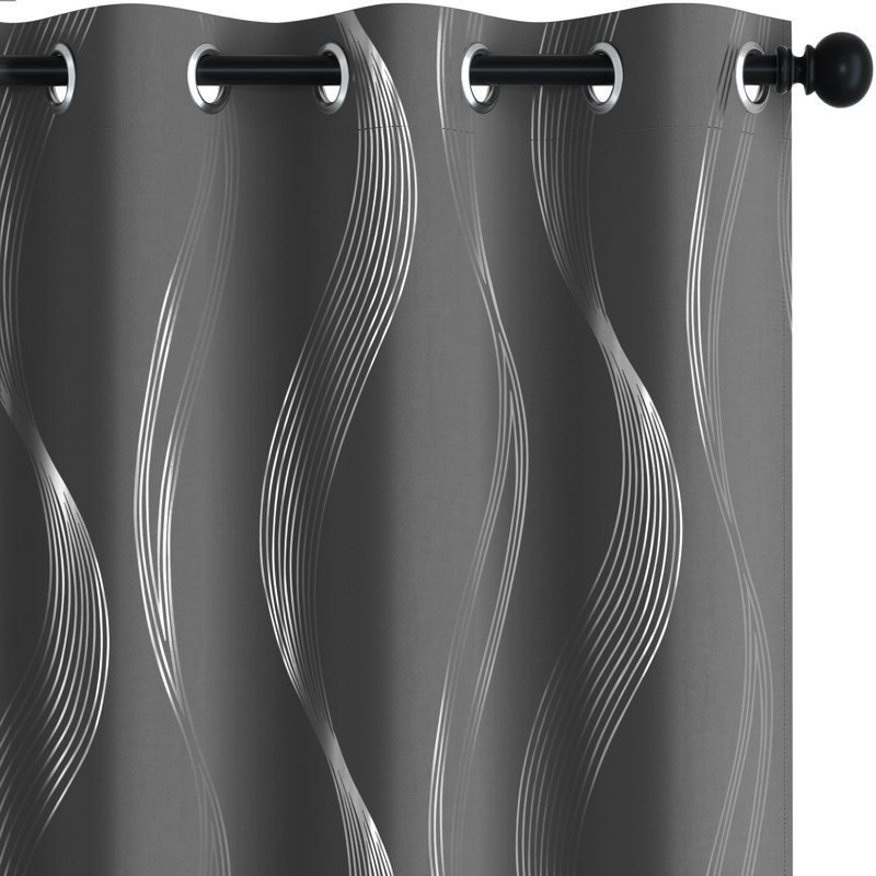 Paire de rideaux occultant et isolants avec œillets Spurgh, L 52 po x L 45 po, Gris foncé