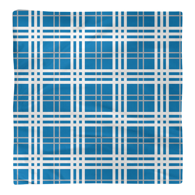 Plaid Square Napkin, Honolulu Blue/Silver/White, 10" x 10", Cotton