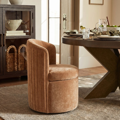 Chrysten 24''W Modern Channel-Tufted Backrest Dining Chair with Wheels