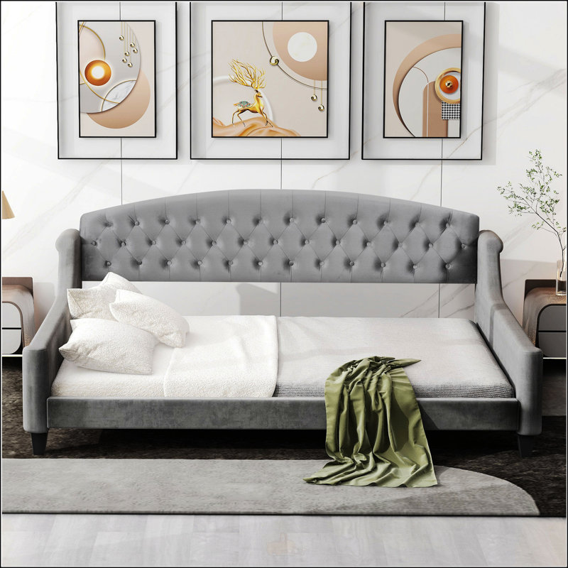 Modern Luxury Tufted Button Daybed, Gray, Full
