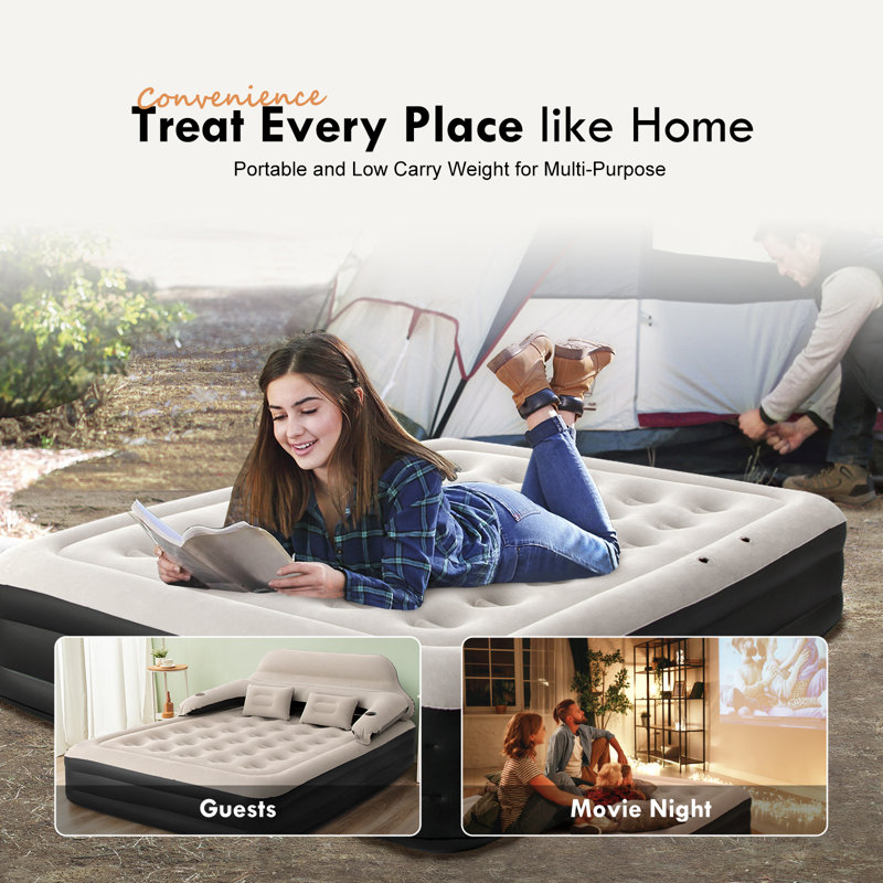 Rohrersville 15'' Air Mattress with Headboard and Air Pump, Queen