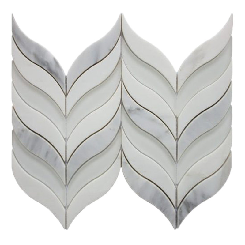 Mimosa 9" x 12" Marble/Glass Herringbone Mosaic Wall & Floor Tile