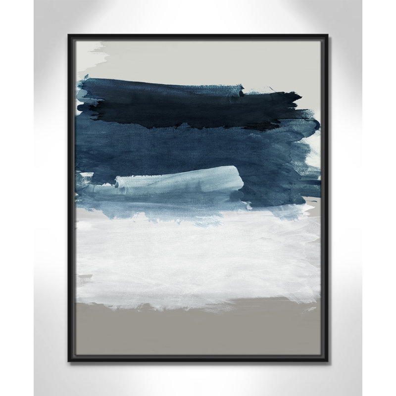 Imprimé nuances de mer et de ciel par Emma Peal, H 29,5 po x l 23,5 po, Cadre flottant noir