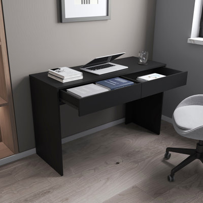 Bureau d'ordinateur à 2 tiroirs Black Wengue (Bureau)