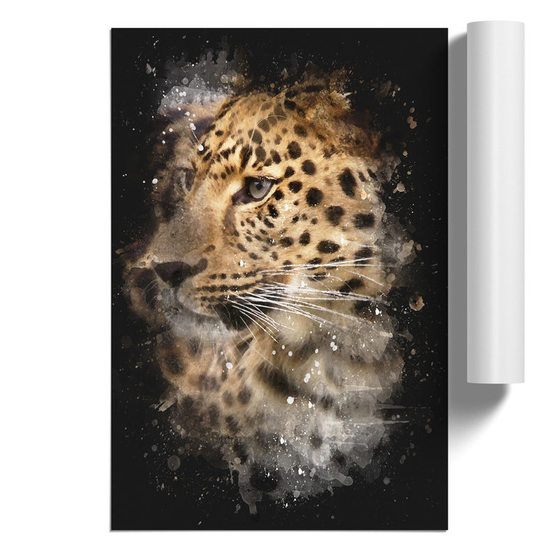 Leopard Paint Splash - Frameless Print, 84cm H x 59cm W x 0.1cm D