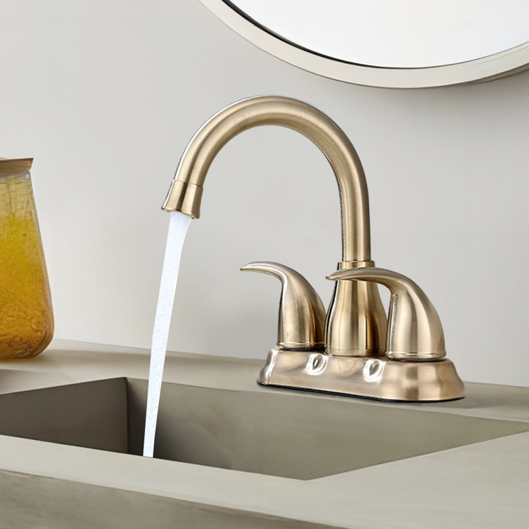 2-Handle High Arc Centerset Bathroom Faucet with Drain Assembly