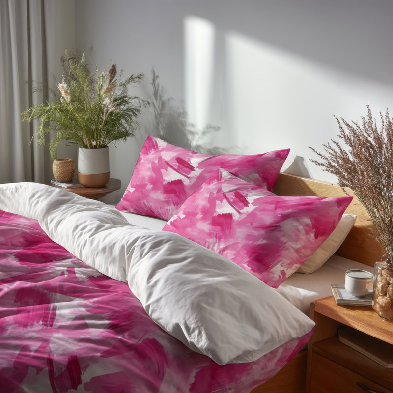 Ensemble de literie pour fille 3 pièces - Ensemble de housse de couette et coussin décoratif à motif abstrait