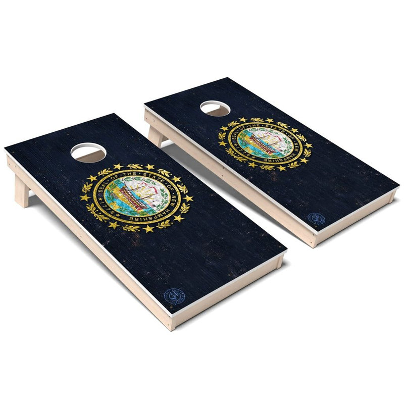 Ensemble de planches de cornhole composites toutes saisons en couleurs du New Hampshire State Flag, Add Carrying Case