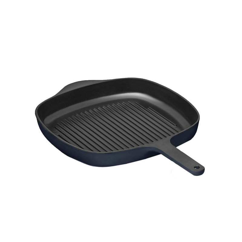 10.5" Enameled Cast Iron Grill Pan, Dark Navy
