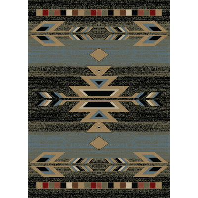 Tapis noir / bleu Eldert Southwestern