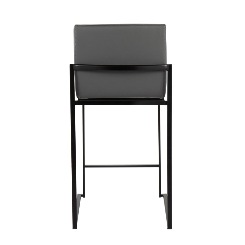 Tabouret de bar et de comptoir à dossier haut Ernestine, Tabouret de comptoir (siège d'une hauteur de 26 p, Similicuir gris