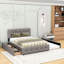 Grand lit plateforme tapissier avec tête de lit capitonnée, lit simple TG et deux tiroirs-749363512