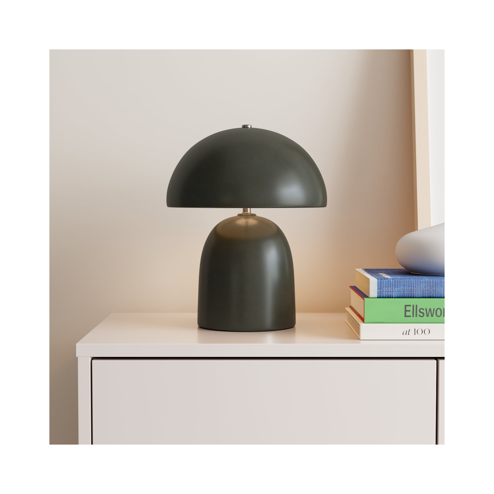 Percy Ceramic Table Lamp, Pewter Green